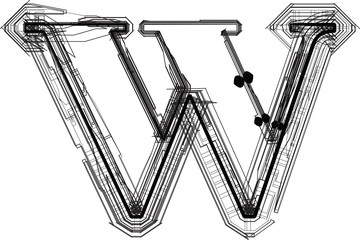 technological font. LETTER w