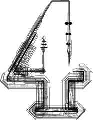 technological font. Number 4