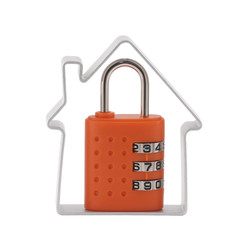 House and orange combination padlock with clipping path