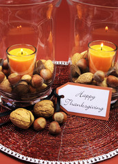 Happy Thanksgiving table setting centerpiece