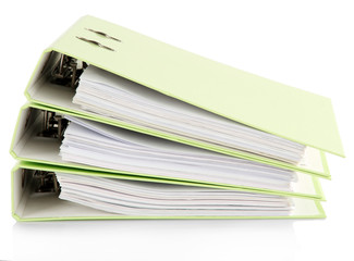 Green folders, isolated on white
