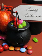 Halloween Trick or Treat witches cauldrons close up