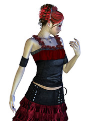 Gothic girl in red dress