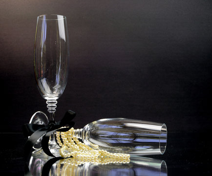 Champagne Glasses Black Tie Occasion New Years Eve Party