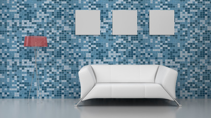 White Sofa_blue wall
