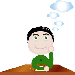 Cute vector boy day dreaming at school