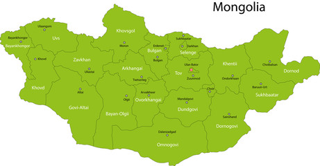 green Mongolia map