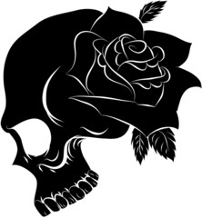 Pirate skull and one rose