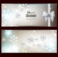Holiday banners with ribbons. Vector background