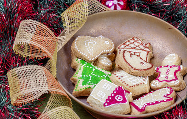 Gingerbread cookies  and chrismas decorations