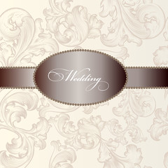 Elegant wedding  invitation card in vintage style