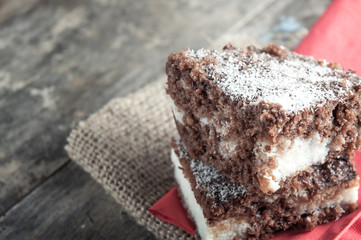 cake with chocolate and coconut