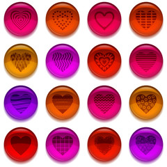 Buttons, valentine heart, set