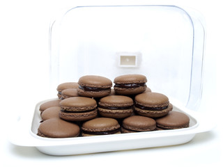 Chocolate macarons isolated