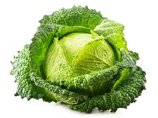 Fresh raw cabbage isolated on white background