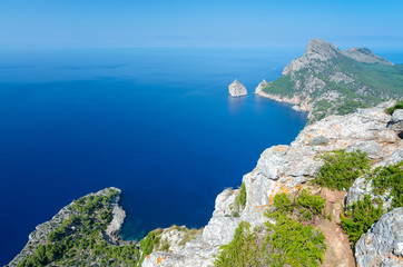 Fototapeta na wymiar Formentor cape - landscape from hill tower