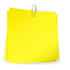 Colorful sticky notes attached with metallic paper clip