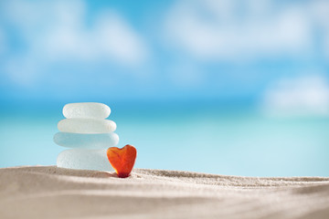 heart sea glass seaglass with ocean , beach and seascape - 56981800