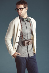 Portrait of an old-fashioned attractive male