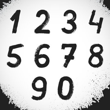Grunge Style Font. Grunge Numbers. Vector Symbols