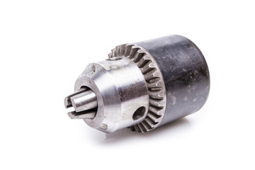 Power drill head over white background