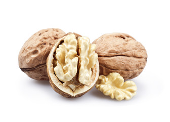 Walnuts isolated on white background