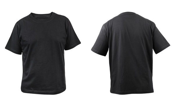 Black t-shirt front and back view.