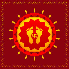vector illustration of footprints of Goddess Lakshami on Diwali