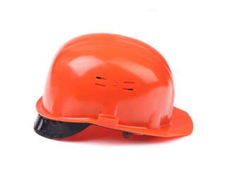 Side view of red hard hat.