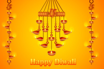 illustration of Lord Ganesha in hanging diya for Happy Diwali