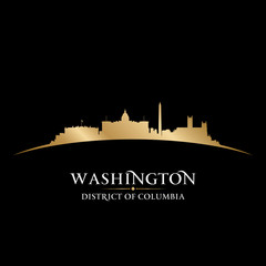 Washington DC city skyline silhouette black background