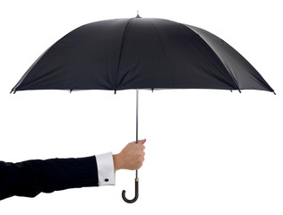 holding umbrella