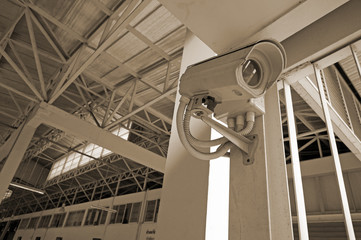 CCTV, security camera, watching from the top of walking path