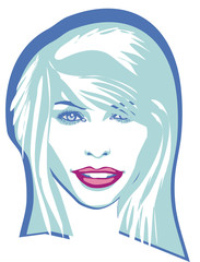 Face of beautiful woman with straight hair