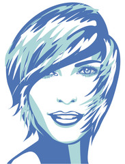 Face of woman with short hair