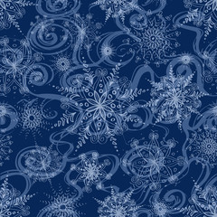 Seamless pattern of openwork snowflakes