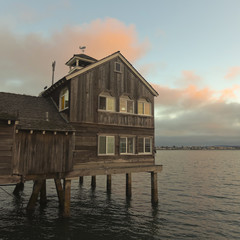 A House on a Pier at Sunset
