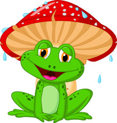 Fototapeta premium Illustration of mushroom with a toad