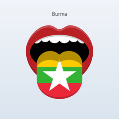 Burma language. Abstract human tongue.