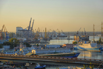 Odessa port at the sunset