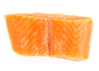 salmon steak red fish on white background