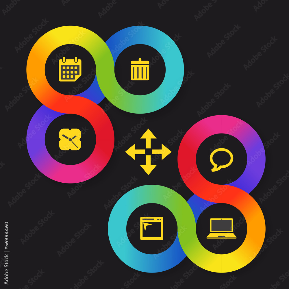 Poster color circle web interface template with icons
