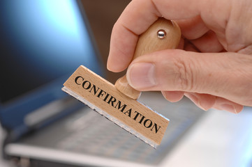 confirmation marked on rubber stamp