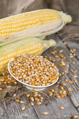 Small bowl with dried Sweetcorn