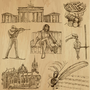 traveling Germany - hand drawings into vector set 2