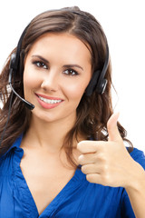 Support phone operator with thumbs up gesture