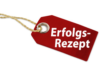 Holzanhänger in Rot mit Erfolgsrezept