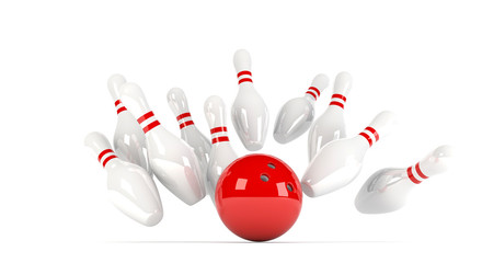 skittles with red bowling ball - 56997047
