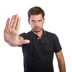 Man doing a stop gesture