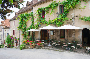 French terrace in village